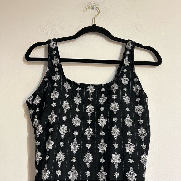 Lands' End Paisley Black One Piece Swimsuit Size.14 - Picture 5 of 9